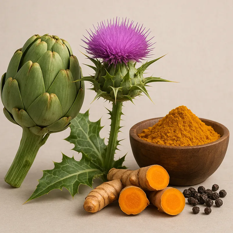 Artischocke, Mariendistel und Kurkuma