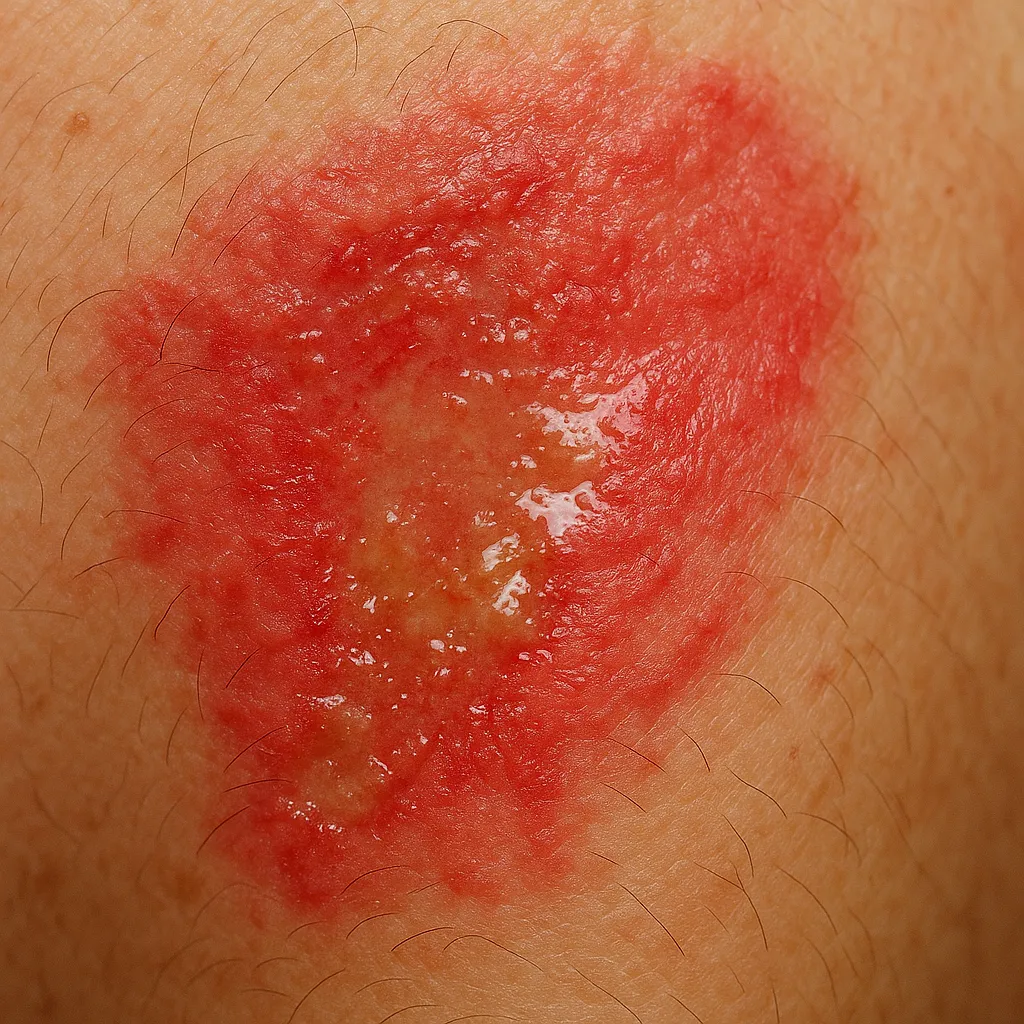Nässende Haut mit Rötung